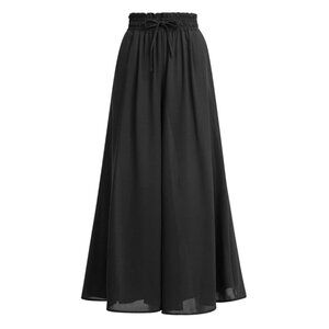 Pasgreson Women's Palazzo Casual Wide Leg Pant Elastic Waist in Black size M NEW